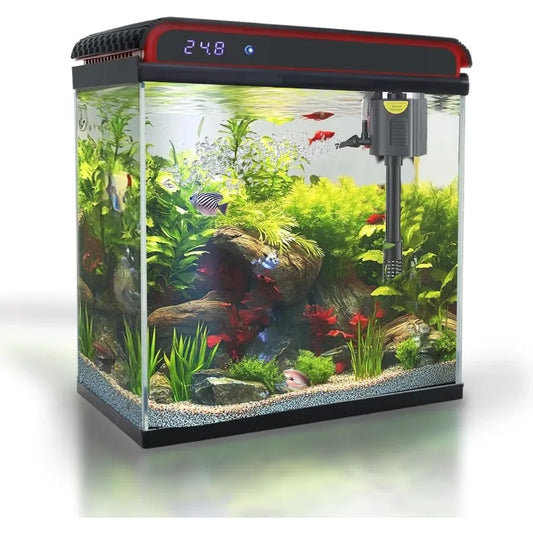20 Gallon Fish Tank Self Cleaning 3 Color Led Lighting Ultra Quiet Pump Filter