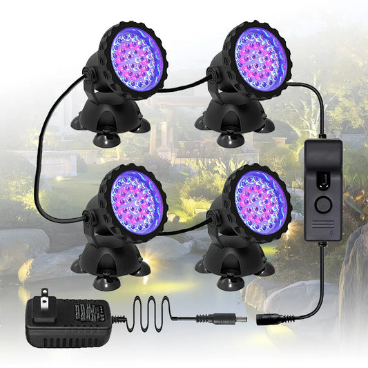 36 LEDs RGB Underwater Spotlight 12V IP68 Waterproof Fountain Fish Tank Swimming Pool Pond Aquarium Garden Lamp