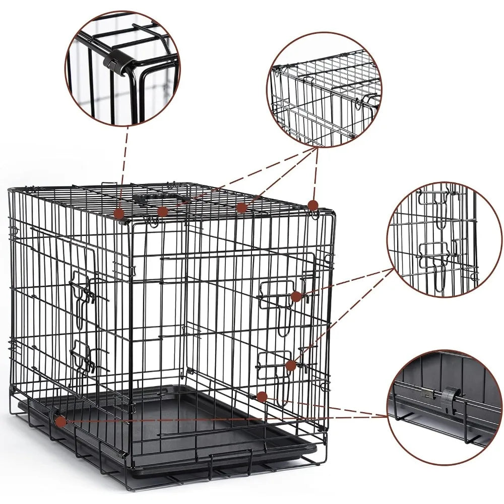 Dog Crates Kit for Small Dogs Indoor with Dog Crate Cover Double Door Dog Kennels and Houses for Puppies and Cats