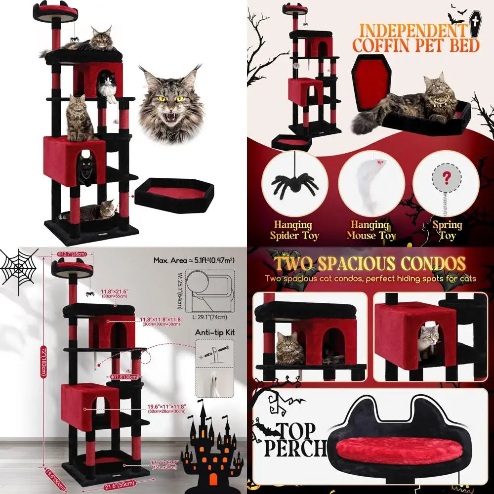 Sturdy 72 Inch Cat Tower For Maine Coon Cats Over 20 Lbs