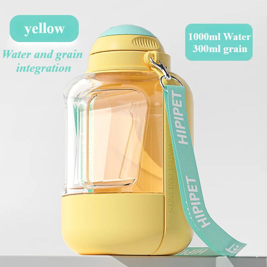 Cats and Dogs Drinking Water Feeding Kettle Large Capacity Integrated Pet Supplies 1L Water 300ml Grain
