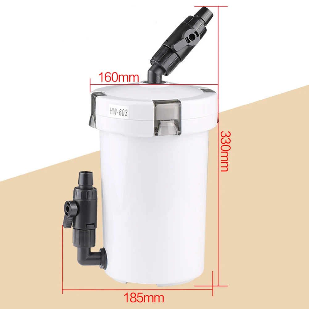 Quiet External Aquarium Canister Filter With Sponge Accessories HW602 HW603