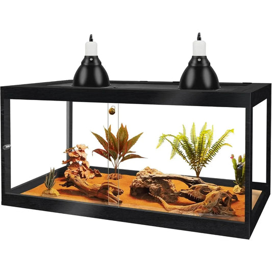 60 Gallon Prolee Reptile Enclosure With Metal Mesh Roof And Lockable Door Black