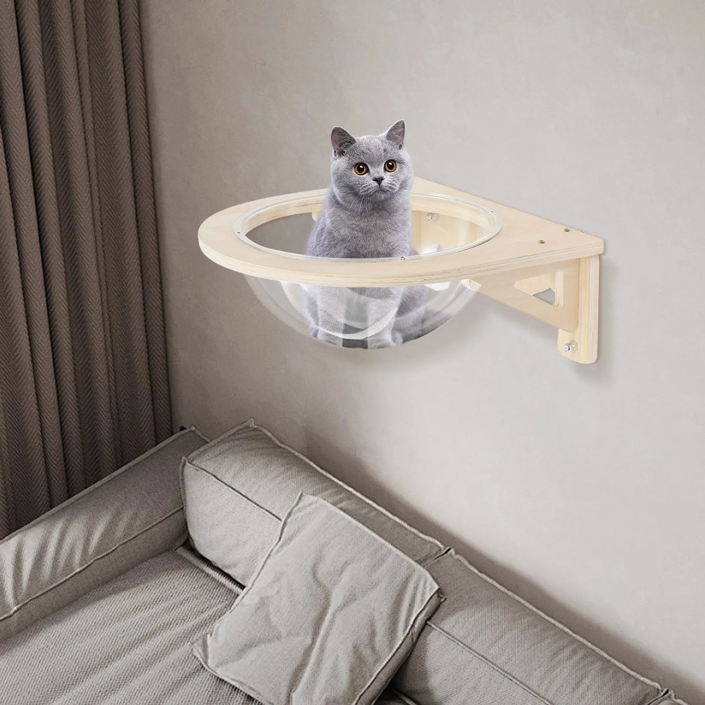 Wall Mounted Cat Bubble Bed Clear Capsule Pod For Indoor Cats