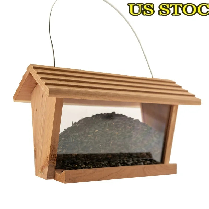 Red Cedar Hopper Bird Feeder 3 Pound Squirrel Proof Attracts Cardinals