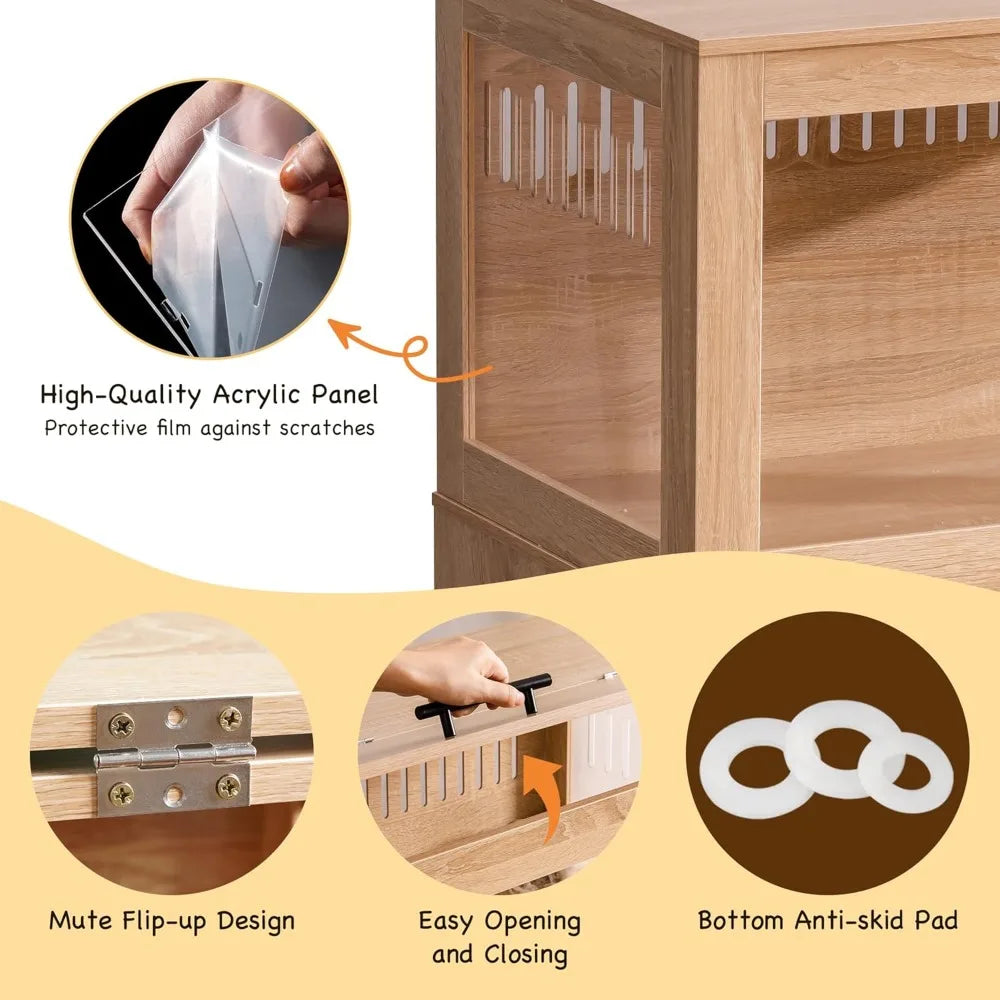 Large Hamster Cage with Storage Cabinet and Drawer Spacious Habitats with View Acrylic Panels Easy Assembly Indoor Use