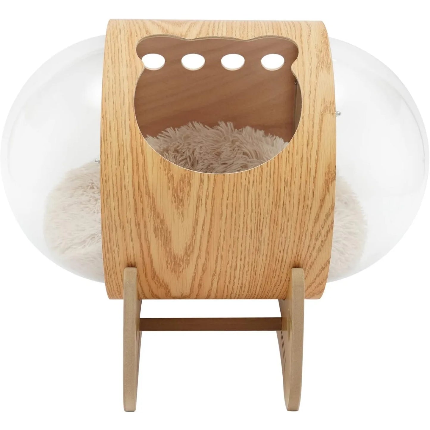 Luxury Cat Pod Bed with Wooden Frame and Acrylic Dome