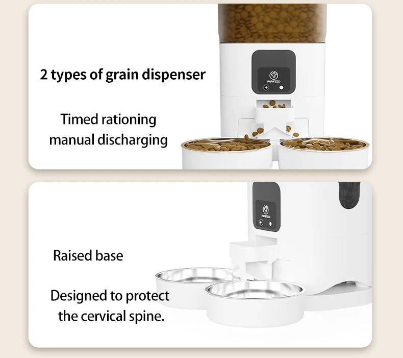 PAPIFEED Cat Double Bowl Smart Automatic Feeder 7L Capacity