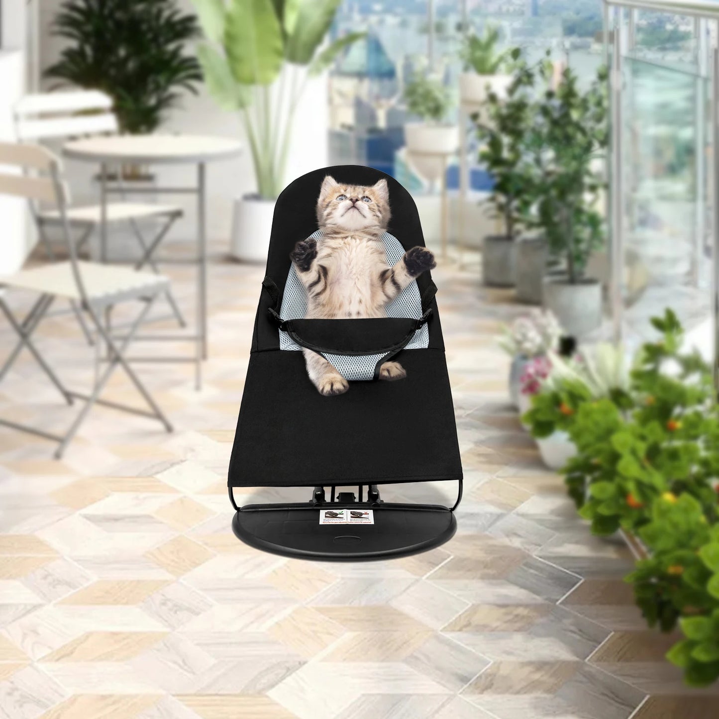 Black Pet Rocking Chair Foldable Rack For Pets Under 33.07 Lb