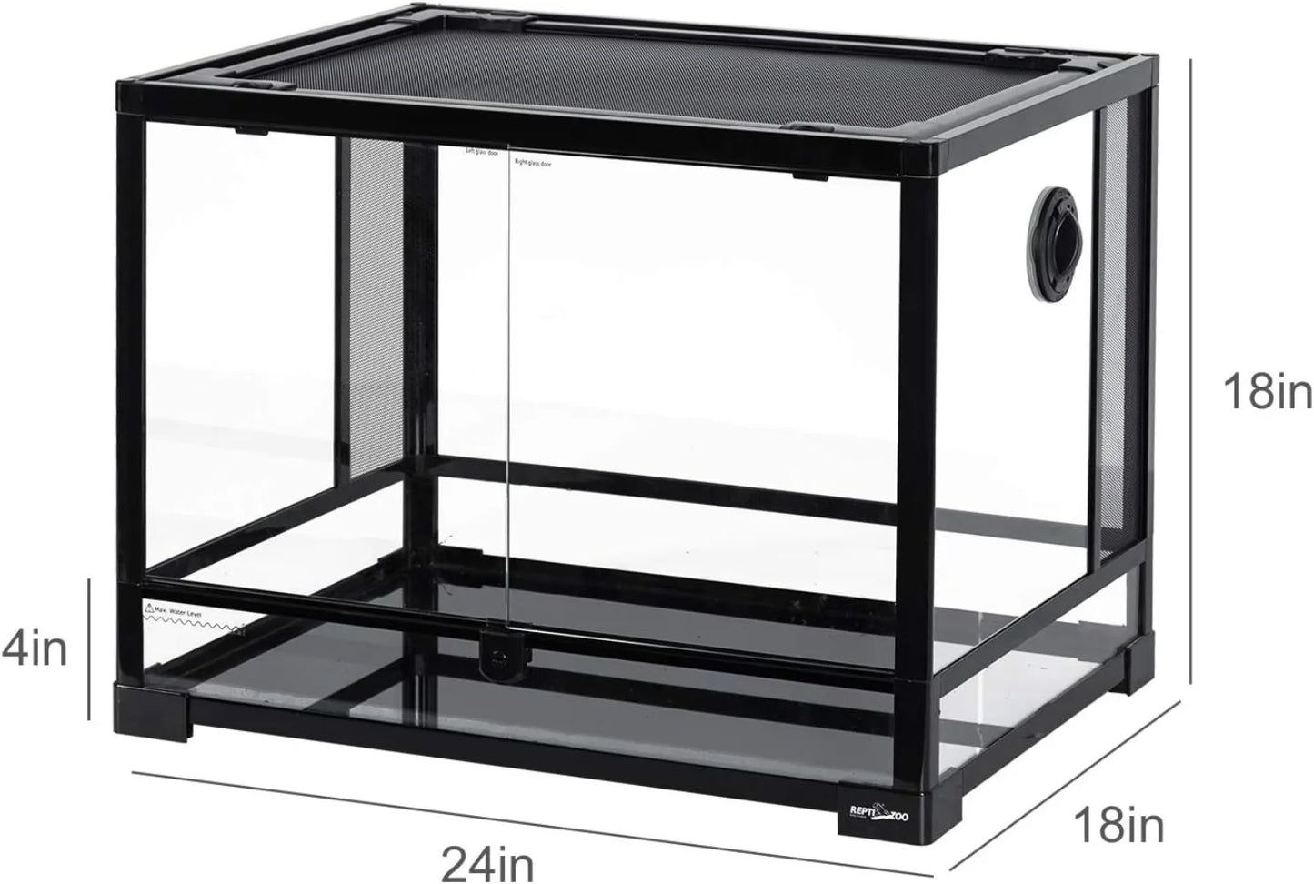 Large 34 Gallon Reptile Glass Tank with Double Hinge Door
