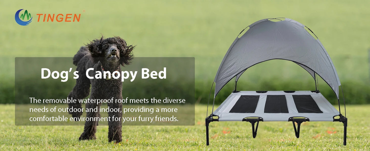 Dog Bed with Canopy Anti Scratch Oxford Fabric Summer Portable Cot