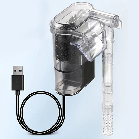 Aquarium Hang On Mini Filter USB Power Interface 2.5W 250H/L For Fish Tanks Below 30cm