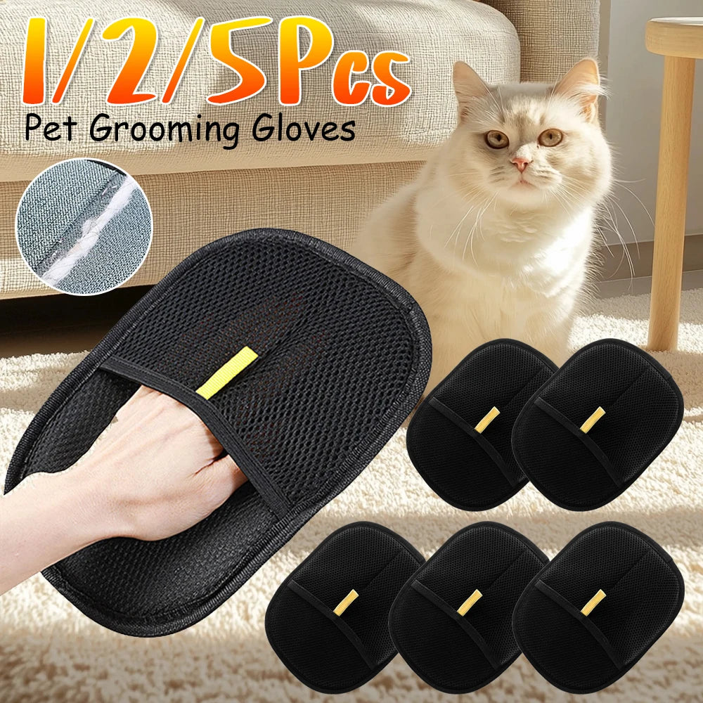Double Sided Pet Hair Removal Gloves Deshedding Brush For Cat Dog Grooming