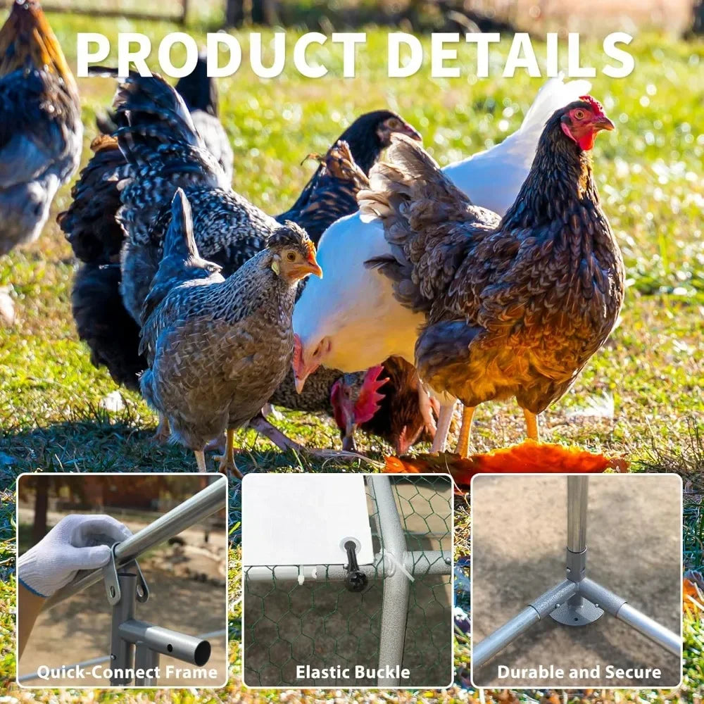 Large Metal Chicken Coop Walk In Poultry Cage with Water Resistant and Anti UV Cover for Ducks Rabbits and Cats Outdoor