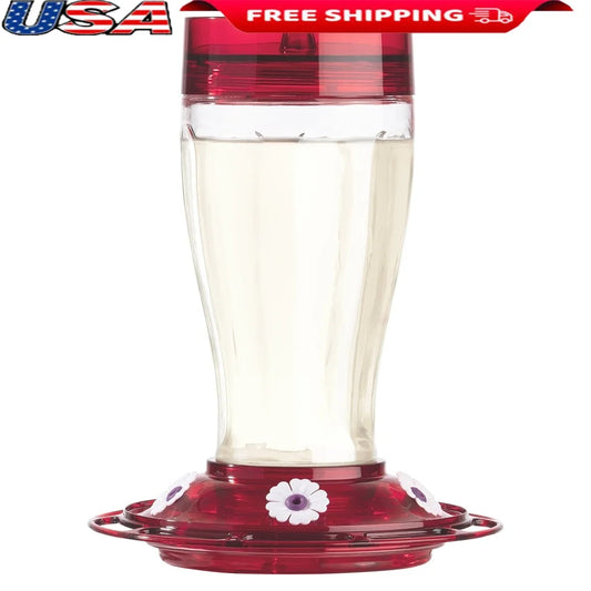 Hummingbird Feeder with Bee Guard Ports Ant Moat Glass Nectar Bottle Easy Fill Clean 40oz Capacity Hanging Bird Feeder