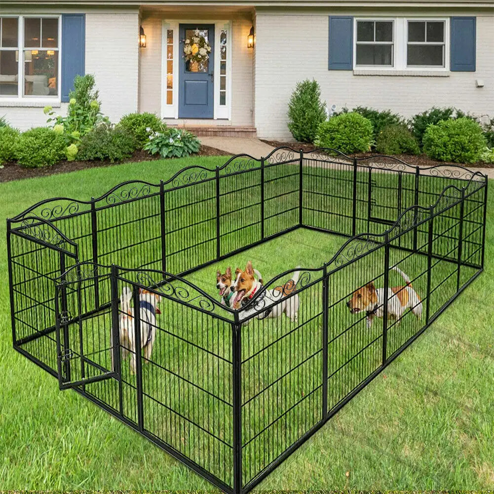 Heavy Duty Metal Dog Playpen 8 Panels Gate Indoor Outdoor
