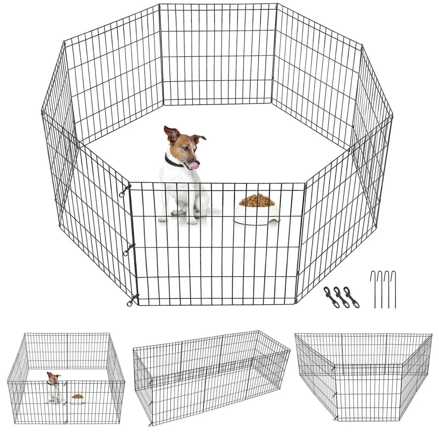 24 Inch Tall 8 Panel Metal Dog Playpen For Pets Outdoor Use