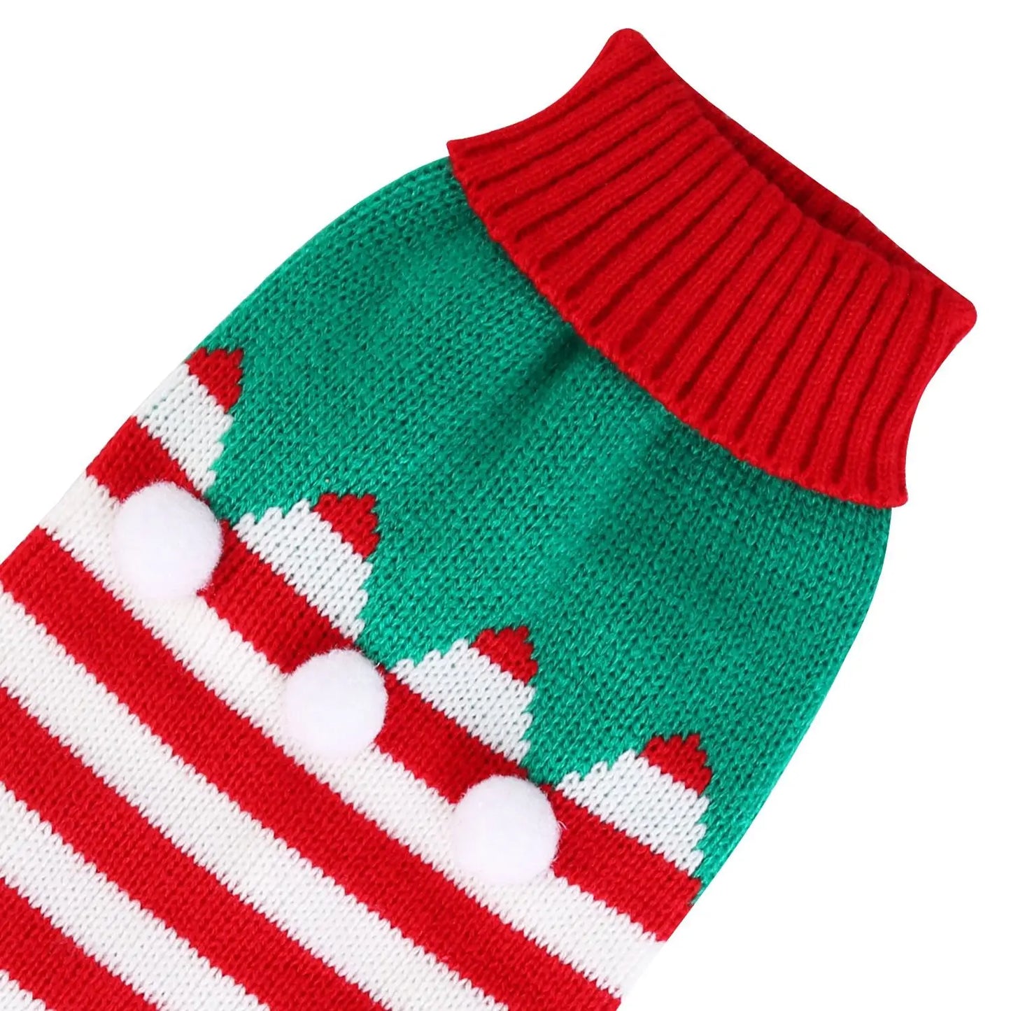 Pet Christmas Turtleneck Sweater For Dog Cat Snowman Stripes Winter Holiday