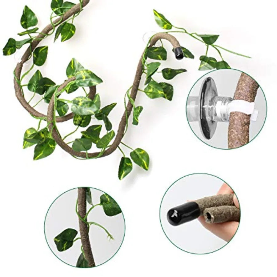 8ft Flexible Reptile Vines With Suction Cups Ideal For Chameleons Lizards Geckos