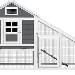 Henhouse 71” Movable Chicken Coop with Wheels for 4-6 Chickens Outdoor Coop with Run and Nesting Box Wooden Duck House