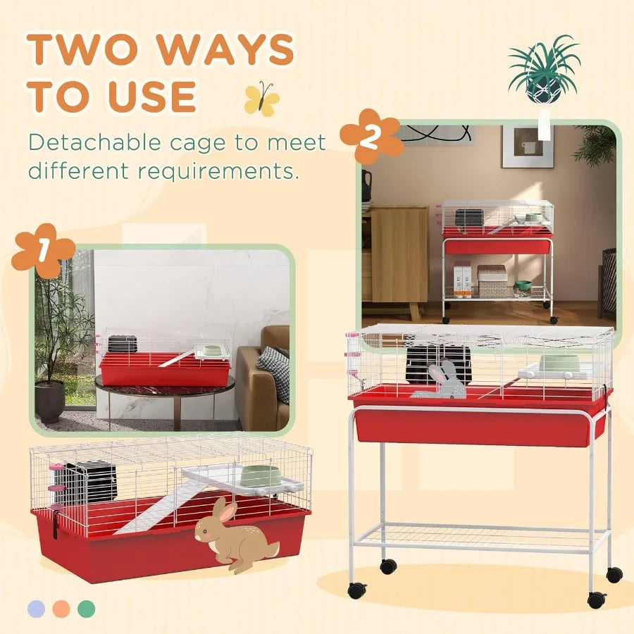 Two Story Animal Cage With Removable Design Featuring Shelf And Wheels For Hedgehogs Chinchillas Ferrets Indoor Pet