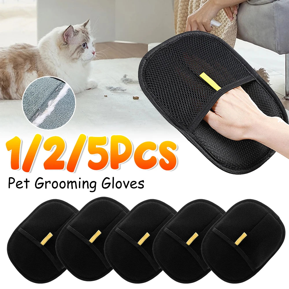 Double Sided Pet Hair Removal Gloves Deshedding Brush For Cat Dog Grooming