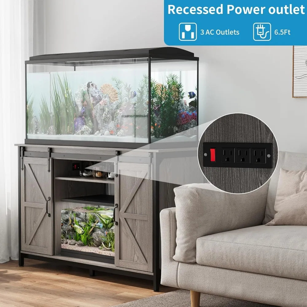 Farmhouse 55 To 75 Gallon Aquarium Stand With Power Outlet