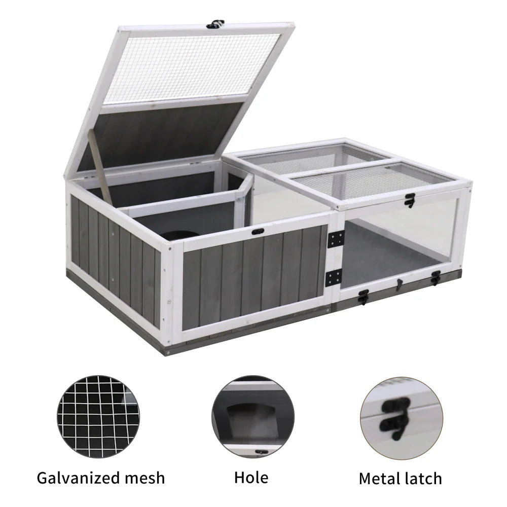 43 Inch Upgrade Waterproof Activity Tray Wooden Turtle House Indoor Small Animal Turtle Cage Outdoor Wooden Reptile Cage