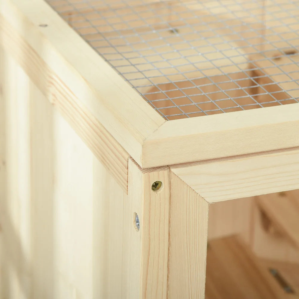 3 Tier Wooden Hamster Cage Small Animal Hutch with Openable Top Front Door and Storage Shelf