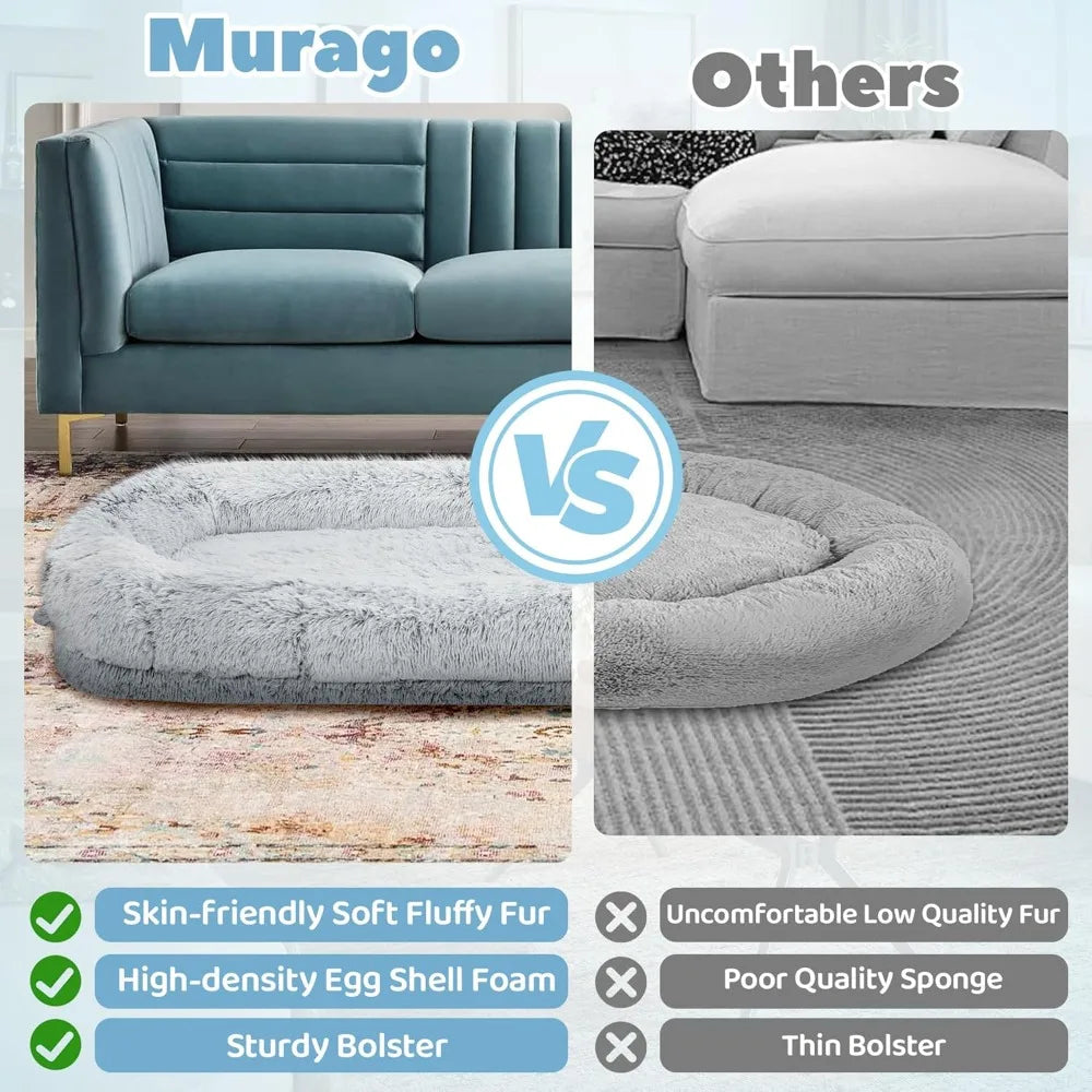 Adult Orthopedic Dog Bed 46x10x76 Removable Cover Grey