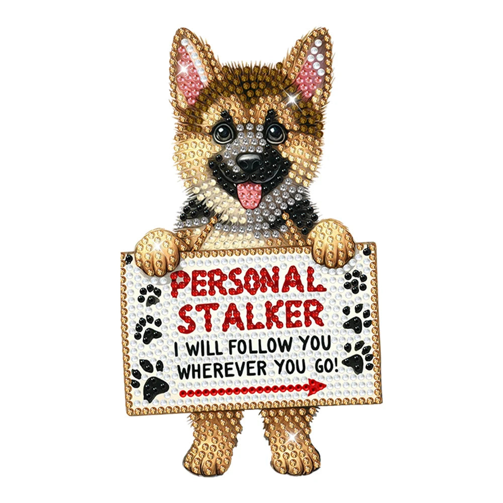 Acrylic Shaking Head German Shepherd 5D Diamond Painting Tabletop DIY Decor Kit