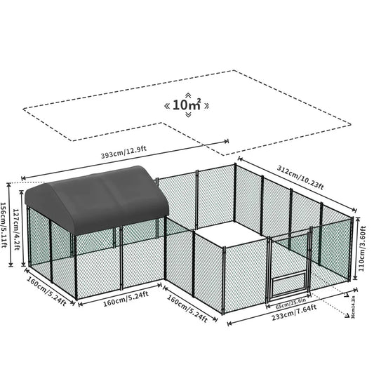 Heavy Duty XXL Chicken Run Coop Cage Walk In Coop Poultry Hen Rabbit Metal Kennel Hutch Pen with Waterproof UV Cover Outdoor