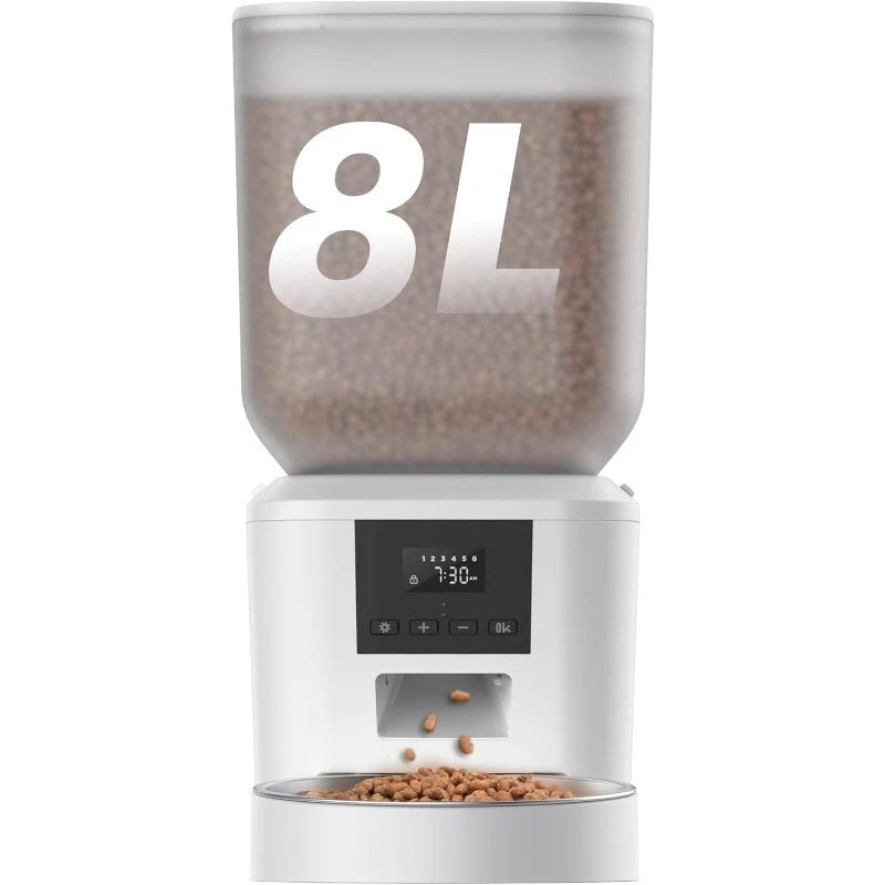 Automatic Dog Feeder 8L Large Capacity Automatic Cat Food Dispenser with LCD Screen Large Food Tray