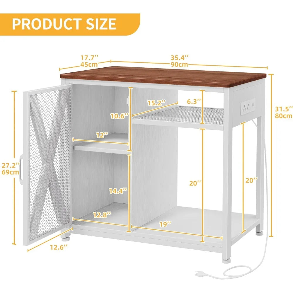 40 To 50 Gallon Aquarium Stand With Power Outlets And Cabinet Storage LED Light
