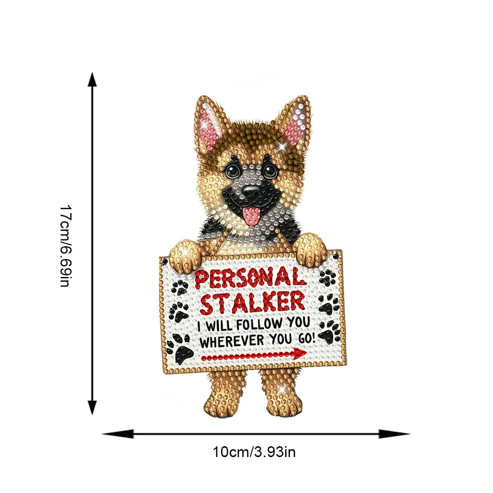 Acrylic Shaking Head German Shepherd 5D Diamond Painting Tabletop DIY Decor Kit