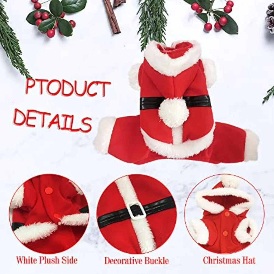Pet Santa Claus Costume For Small Dogs Puppy Kitty Christmas Coat Hoodie