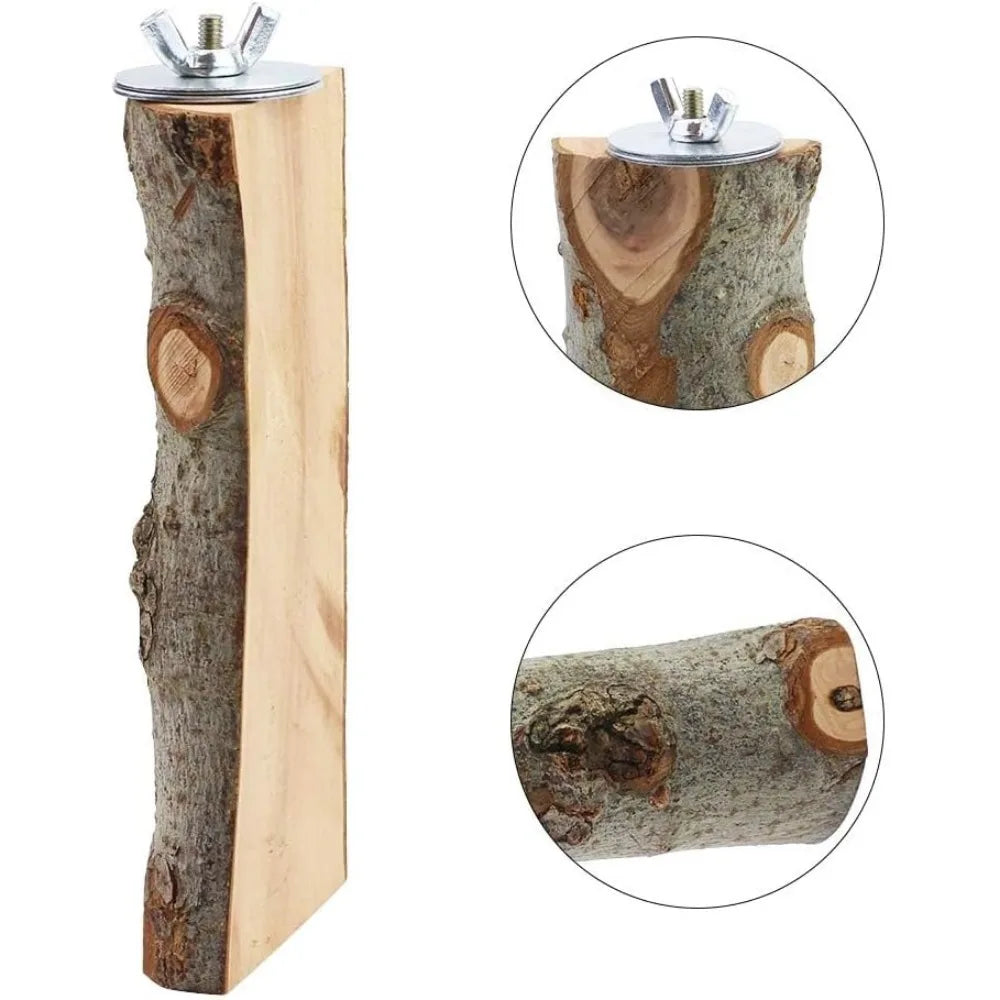 4 Pack Natural Wood Bird Perch Toys Hanging Platform Swing