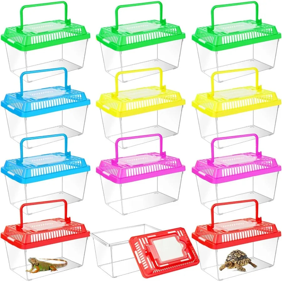 12 Piece Plastic Reptile Terrarium Carrier Cage Tarantula Enclosure