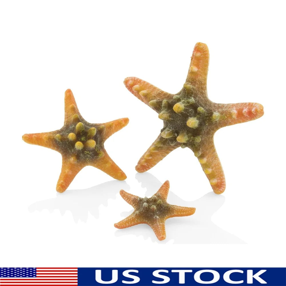 Handcrafted Yellow Sea Star Set Aquarium Decor Ceramic Fish Tank Ornaments Lifelike For Freshwater And Saltwater