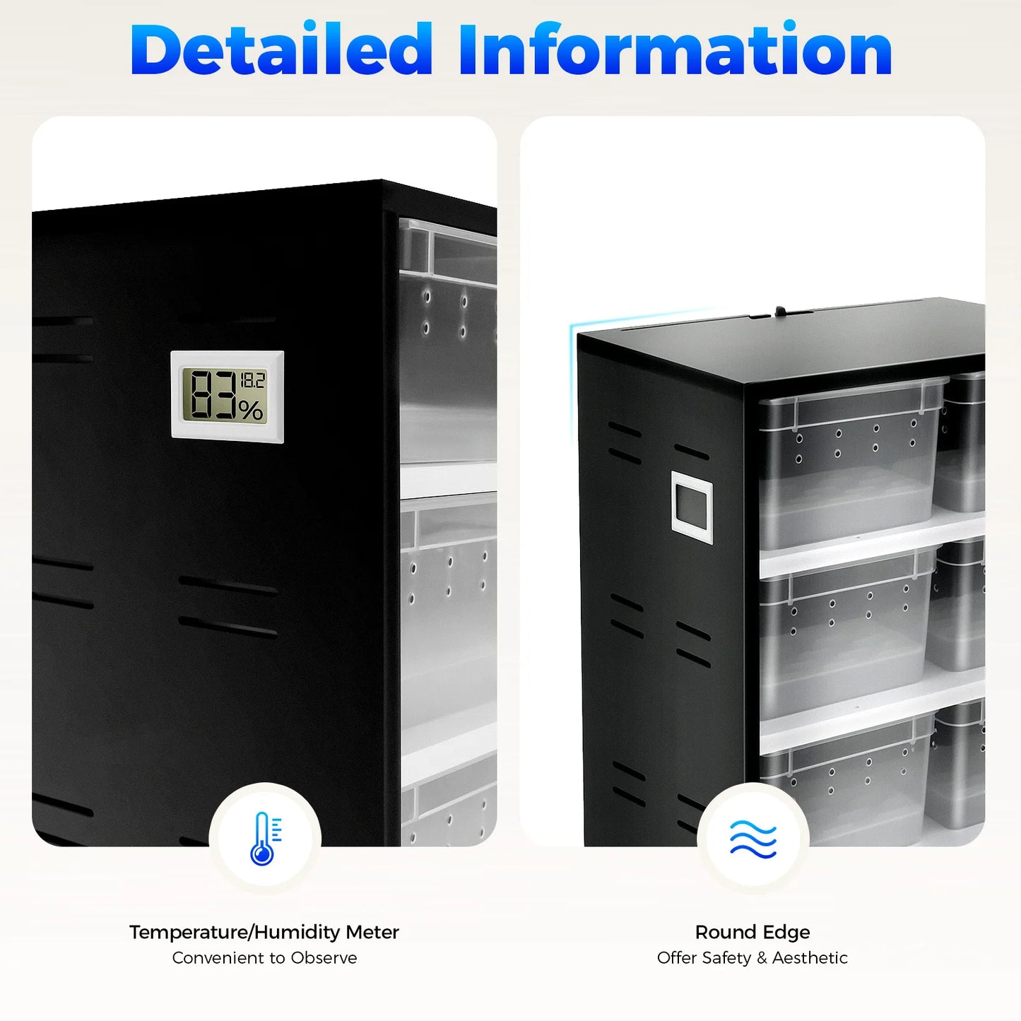 Reptile Breeding Cabinet with 8 Clear Boxes and 25W Pad