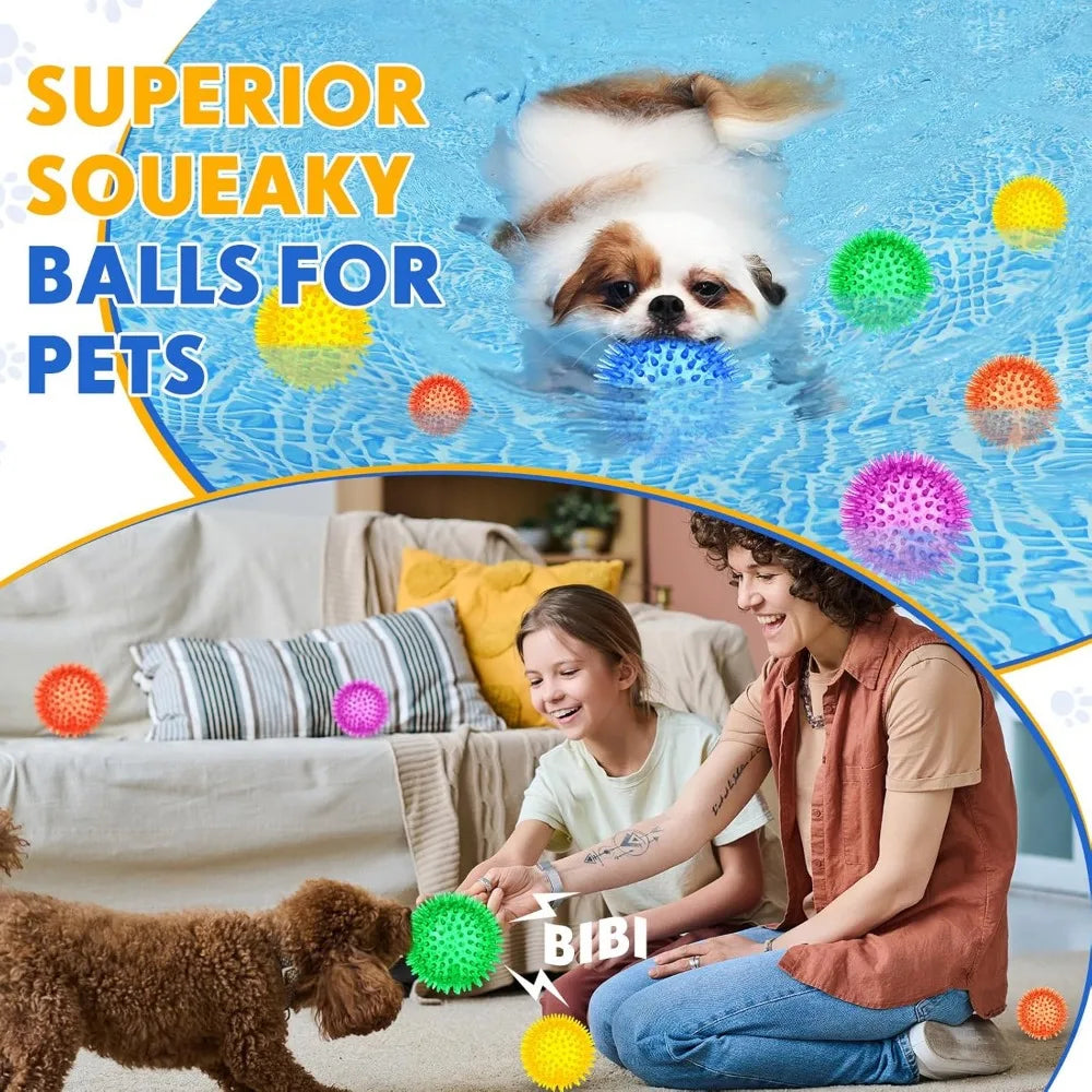 50 Pcs Squeaky Spiky Dog Balls Bulk For Aggressive Chewers