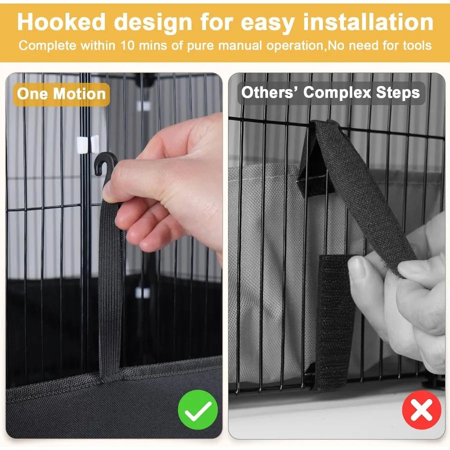 Guinea Pig Cage With Top Cover And 12 Panels Triple Fixing Small Animal Playpen Waterproof PVC Liner OneMotion Hooks