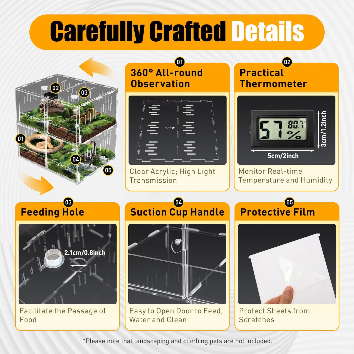 4 Grids Acrylic Pet Reptile Cage Breeding Box Terrarium Clear