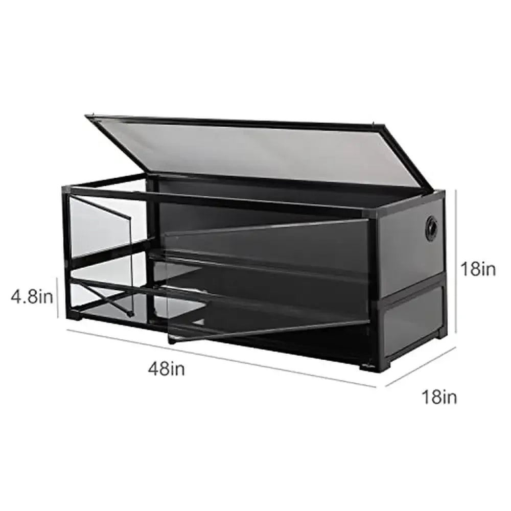 Large Glass Reptile Terrarium 67 Gallon Sliding Door Breeding Tank for Reptiles