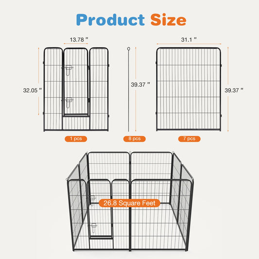 JHK 8 Panel Dog Playpen Indoor Pet Fence Heavy Duty Metal
