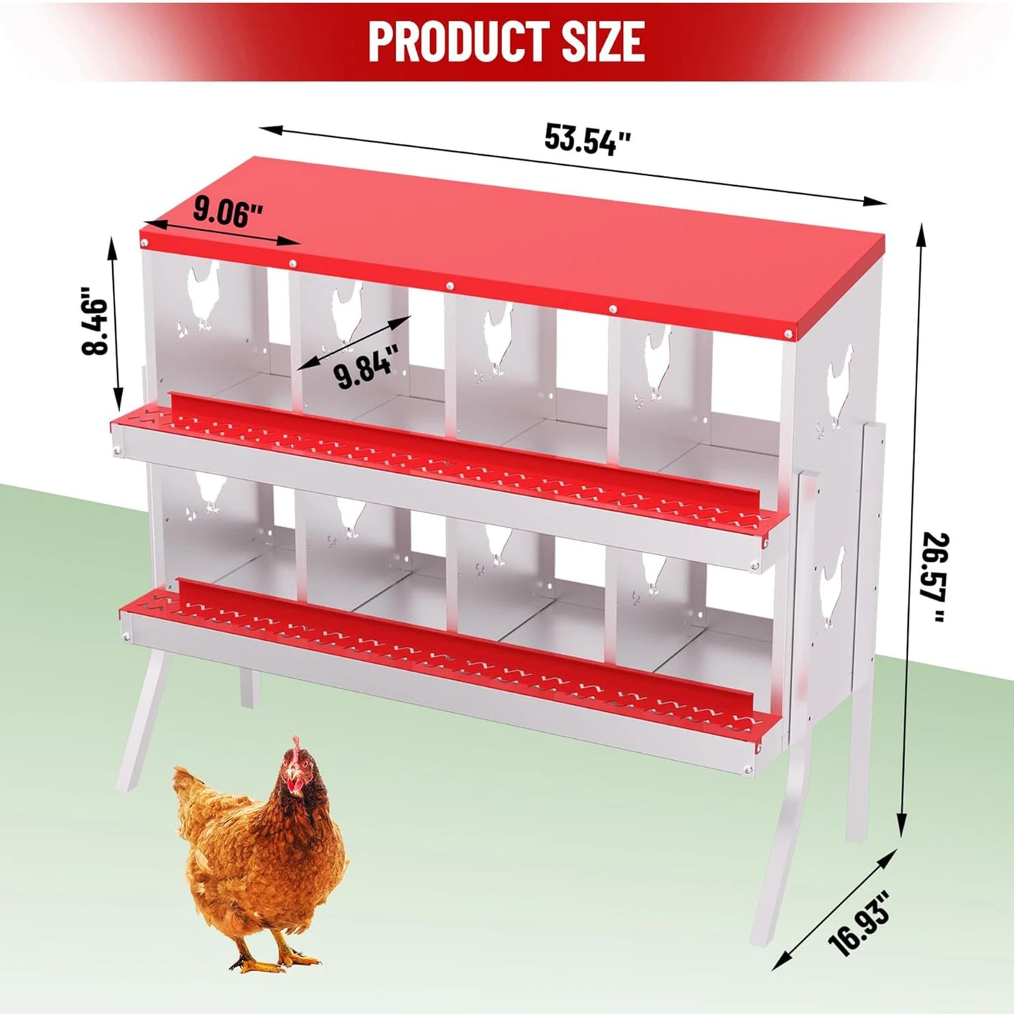 Chicken Nesting Box with Bracket Legs 6/8/10 Compartment for Chicken Coop Hens