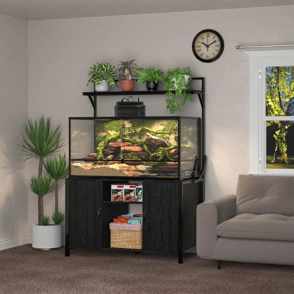 Reptile Tank Stand Terrarium Stand with Cabinet for Accessories Storage 48" X 24" Tabletop Fits up to 120 Gallon Bearded Dragon