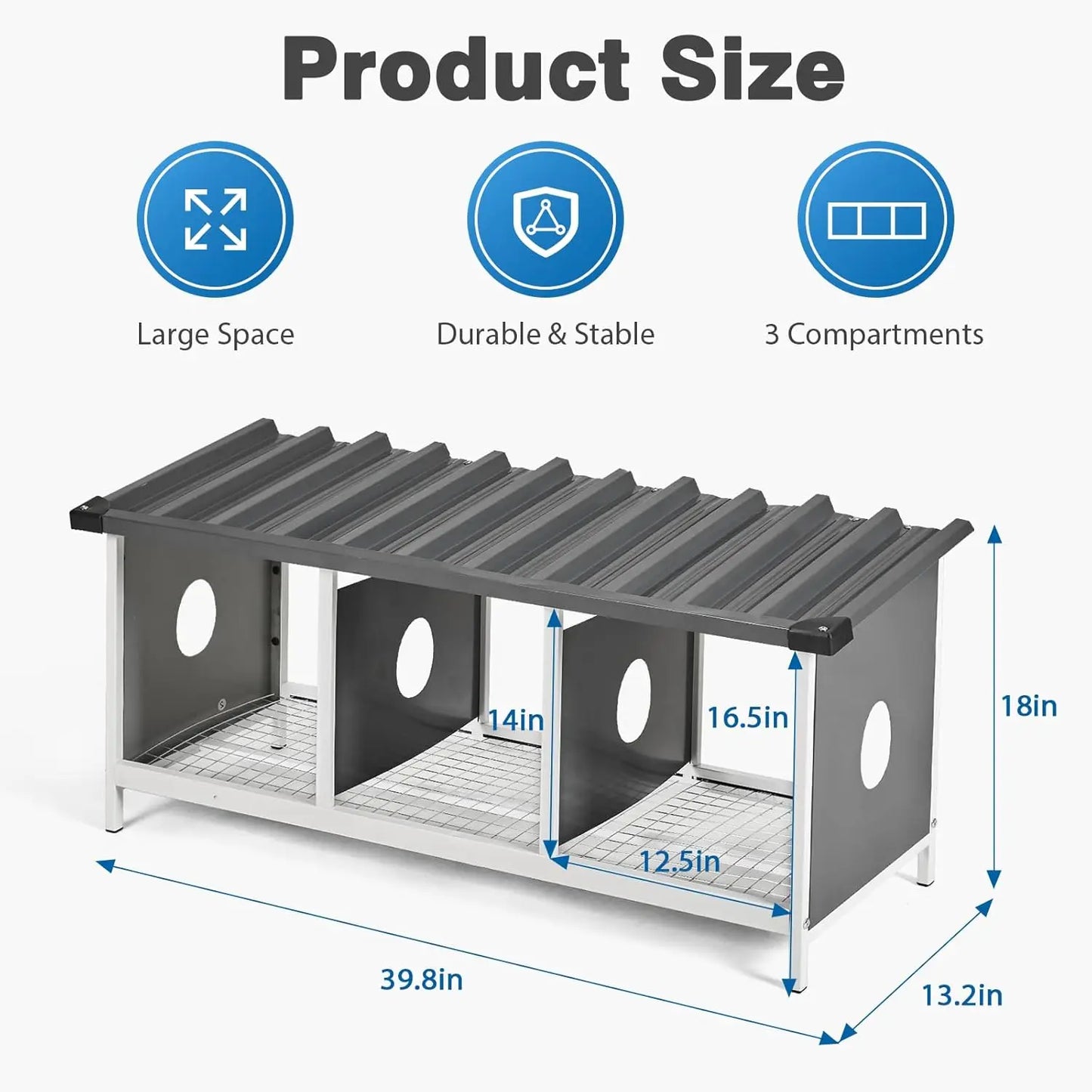 3 Compartments Nesting Box, 3 Rooms Metal Nesting Box Chickens Egg Laying Nest Boxes for Hens