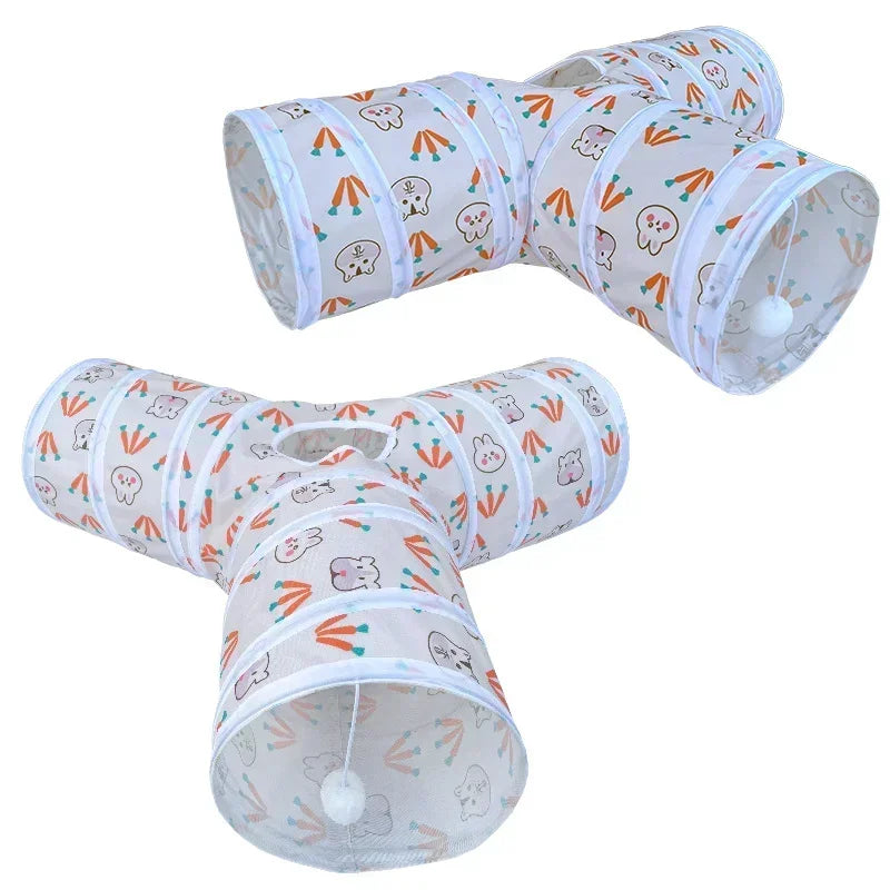 Tunnels Hideout Guinea Pet Foldable Three/Two-channel Pigs Supplies Toys Tubes for Small Animal T/Y-shaped Bunny Rabbits Tunnel