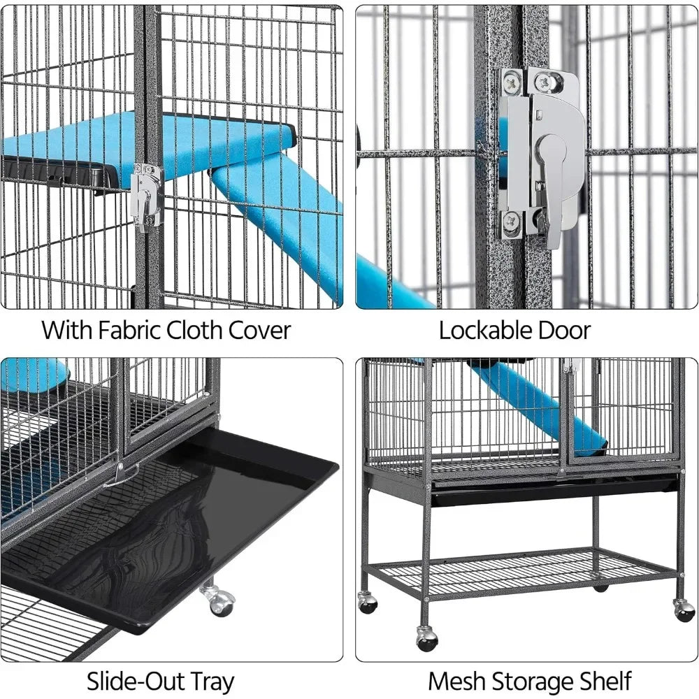 Metal 34 Inch Ferret Cage Indoor Critter Cage for Adult Rats Rabbits Ferrets Chinchillas 2 Tiers Small Animal